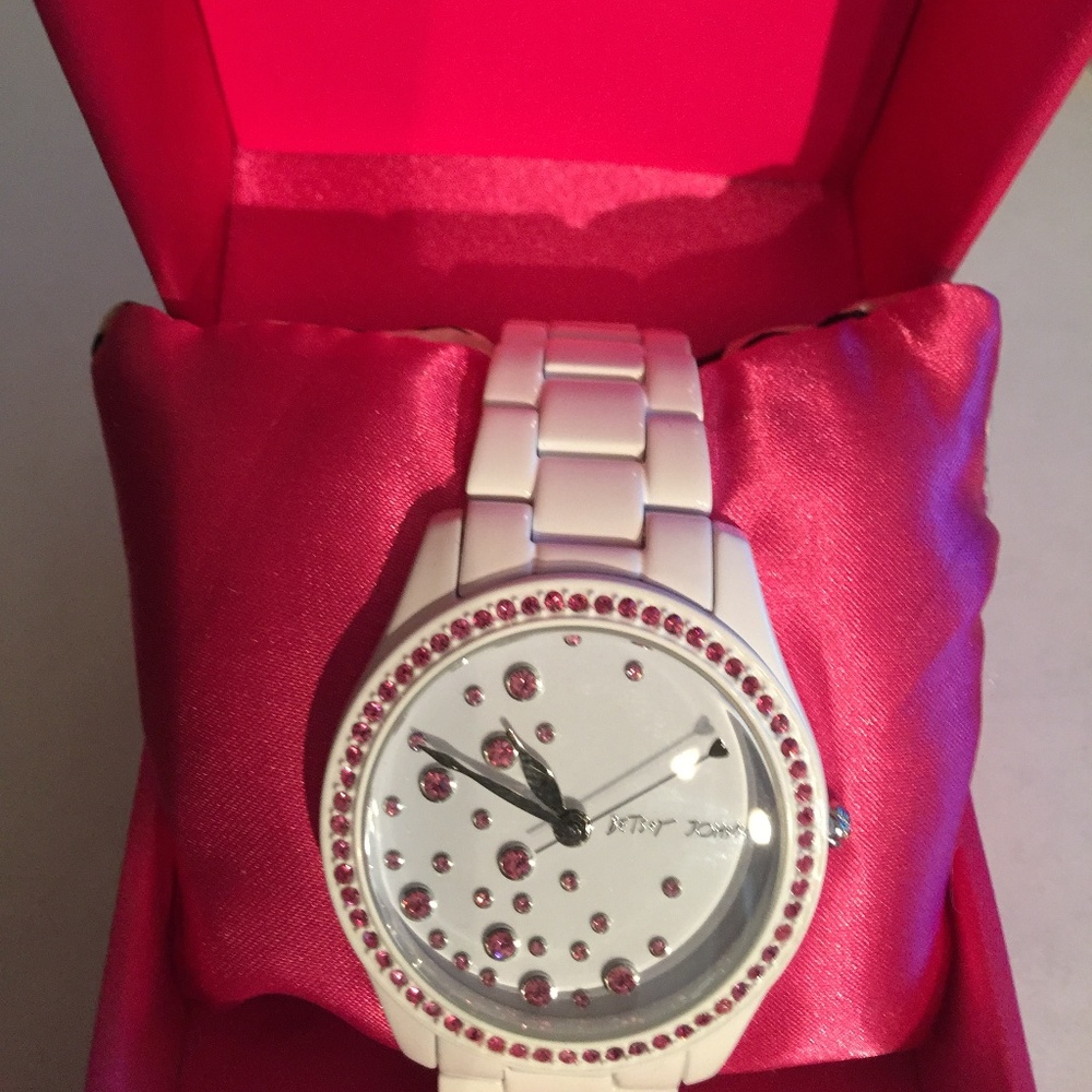 BETSY JOHNSON MOTHER OF PEARL CRYSTAL ANGEL  WATCH